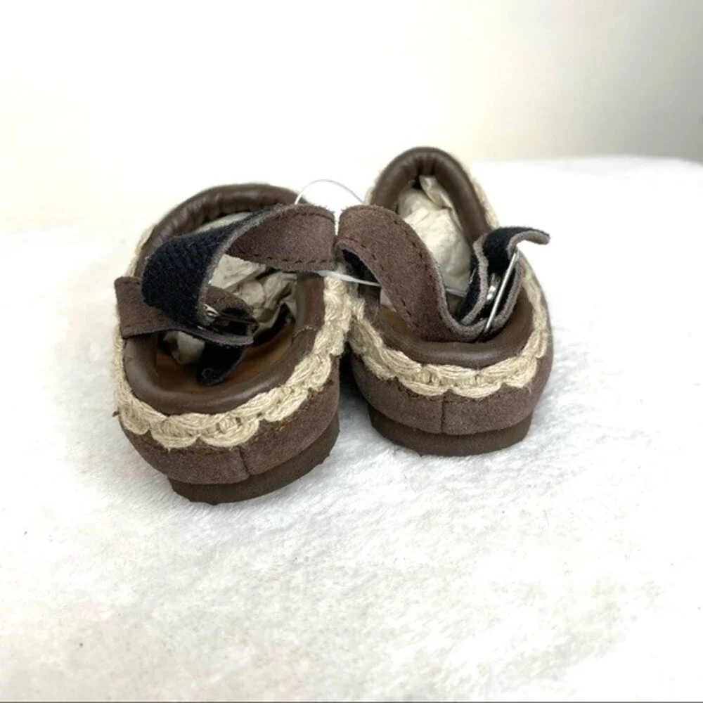 Baby Shoes White Ivory Vintage Gold Bug Clogs Brown Satin Faux Pearl Applique